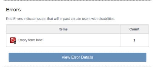 Accessibility Error Details
